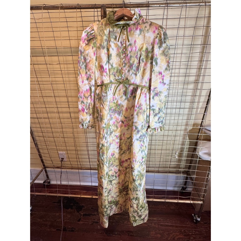 Lorrie Deb San Francisco Floral Brocade Maxi‎ Dress Vintage Modern Size 4 / 6